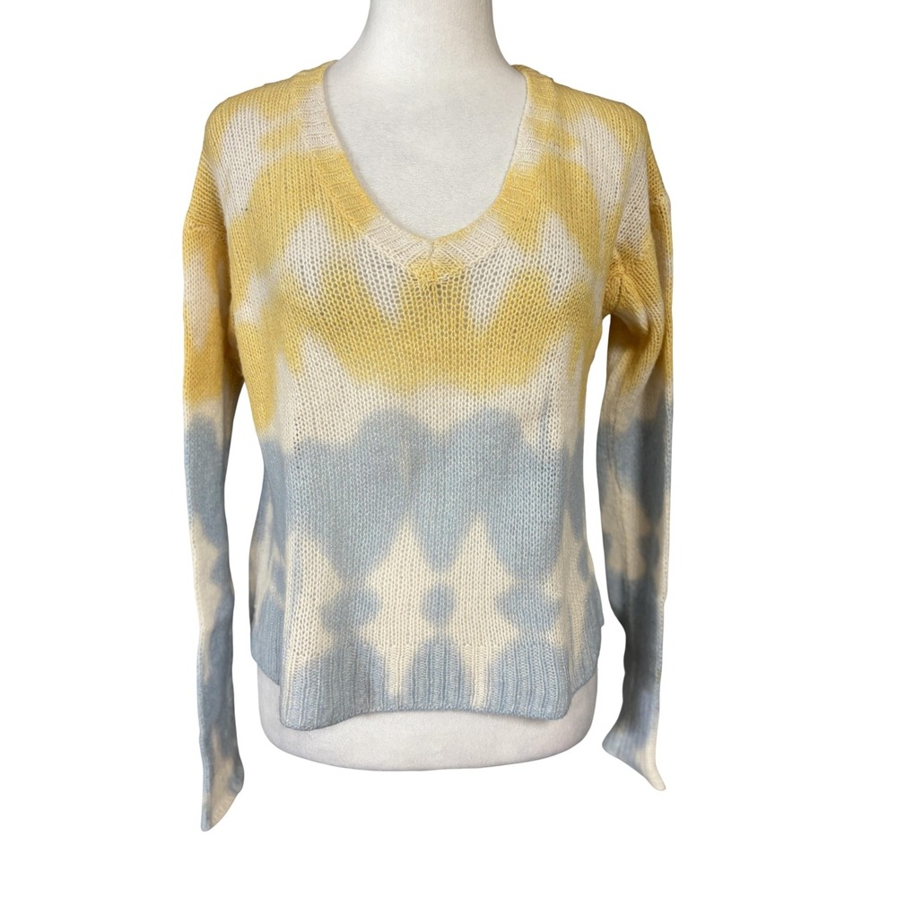 360Cashmere Sweater Womens XS Multicolor 100% Cashmere V Neck Geometric Pullover